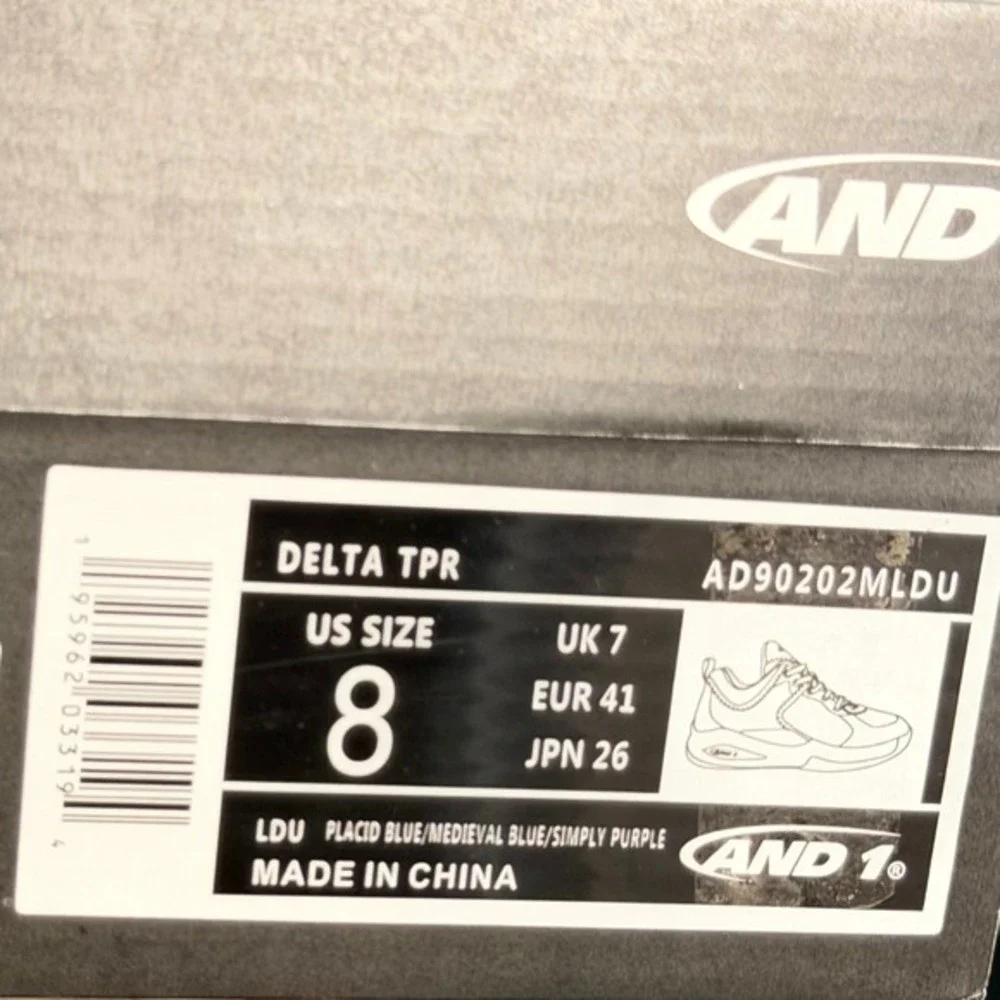 AND1 Delta‎ TPR Basketball Shoes Blue Purple Orange AD90202MLDU Mens Size 8 NEW